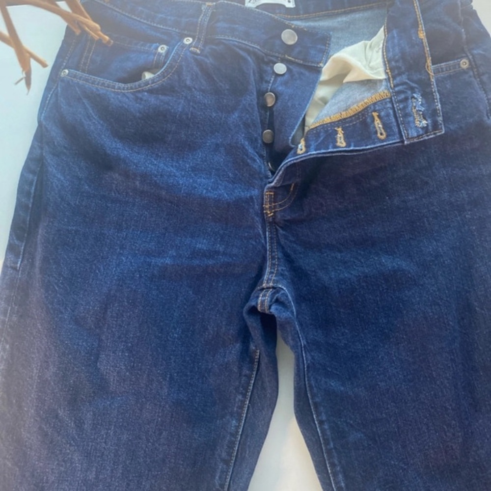 Zara Dark Blue Button fly Denim Cuff jeans💙